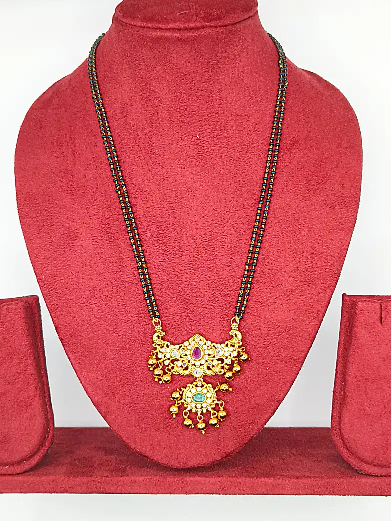 Grand Gold-Plated Bridal Mangalsutra with Dual-Layered Pendant