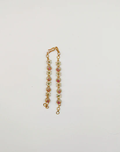 Pink & White Stone Hair Chain Pair