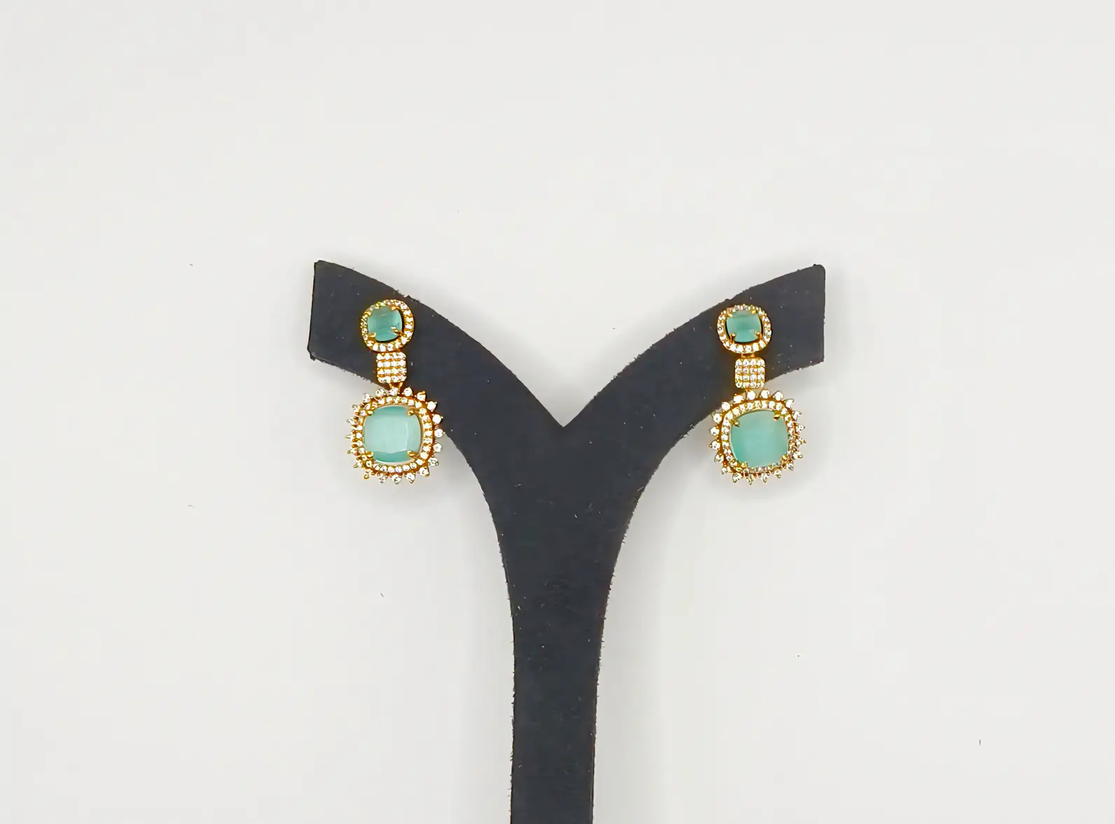 Elegant Gold-Plated Green Stone Drop Earrings for Women – Ethnic & Party Wear
