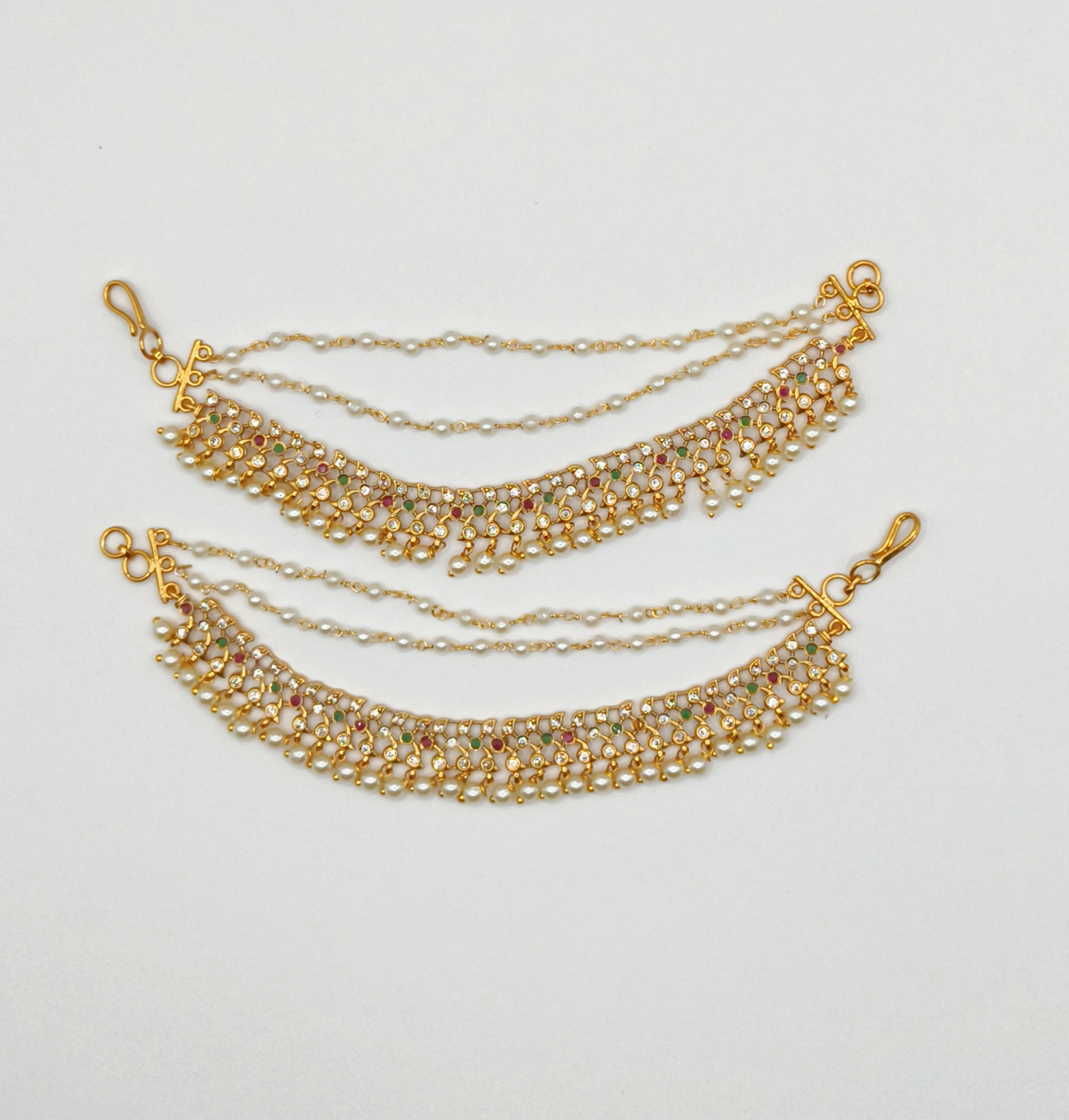 Multicolor Stone Bridal Hair Chain Set