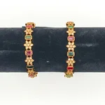 Exquisite Gold-Plated Bangles with Multicolor Stones