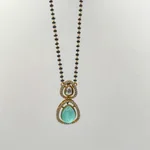 Elegant Gold-Plated Mangalsutra with Aqua Blue & White CZ Stones