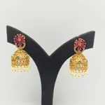 Floral Ruby Green Jhumka Earrings