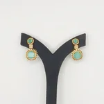 Elegant Gold-Plated Green Stone Drop Earrings