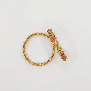 Elegant Gold-Plated Bangles with Multicolor Stones – Traditional Wedding & Festive Jewelry