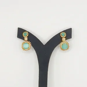 Elegant Gold-Plated Green Stone Drop Earrings for Women – Ethnic & Party Wear