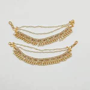 Multicolor Stone Bridal Hair Chain Set