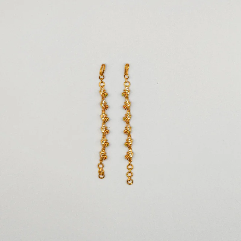 Pink & White Stone Hair Chain Pair