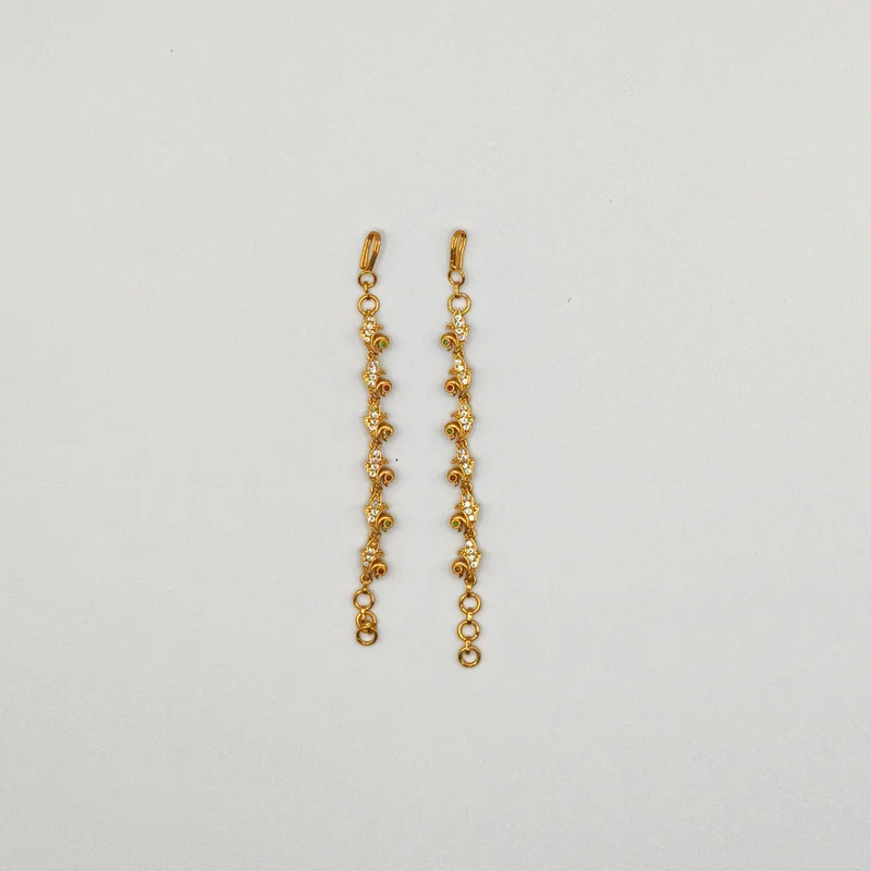 Gold-Plated Traditional Ear Chains with Stone Detailing